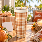 Pumpkin Patch Plaid FrostBuddy ToGo Buddy 30 oz personalized tumbler, detail view