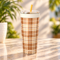Pumpkin Patch Plaid FrostBuddy ToGo Buddy 30 oz personalized tumbler, front view