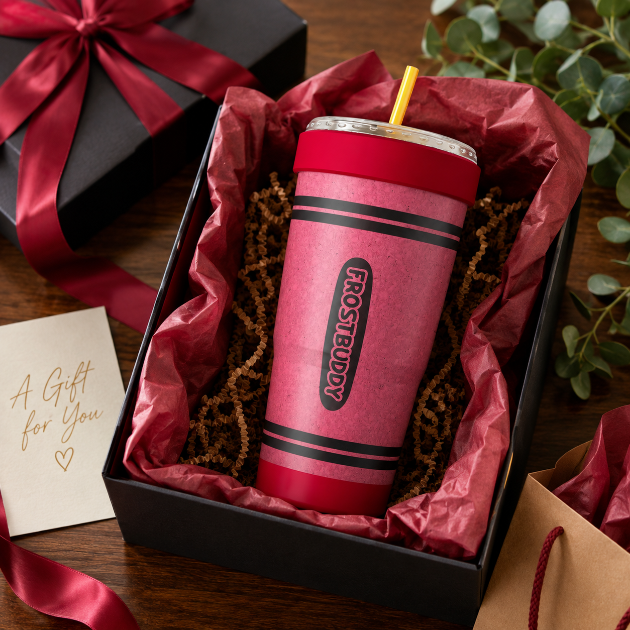 FrostBuddy ToGo Buddy 30 oz - Red Crayon — personalized gift presentation