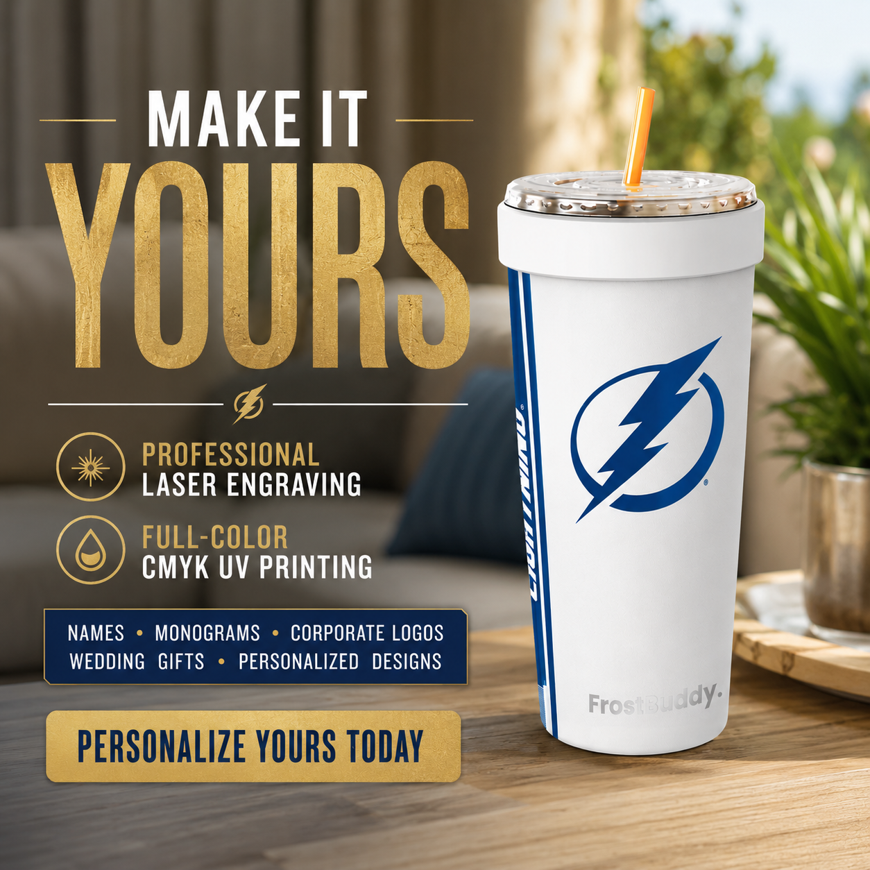 FrostBuddy ToGo Buddy 30 oz - Tampa Lighning White