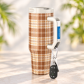 Pumpkin Patch Plaid FrostBuddy Thicc Buddy 40 oz personalized tumbler, front view