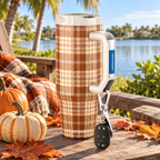 Pumpkin Patch Plaid FrostBuddy Thicc Buddy 40 oz personalized tumbler, side view