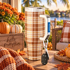Pumpkin Patch Plaid FrostBuddy Thicc Buddy 40 oz personalized tumbler, alternate angle