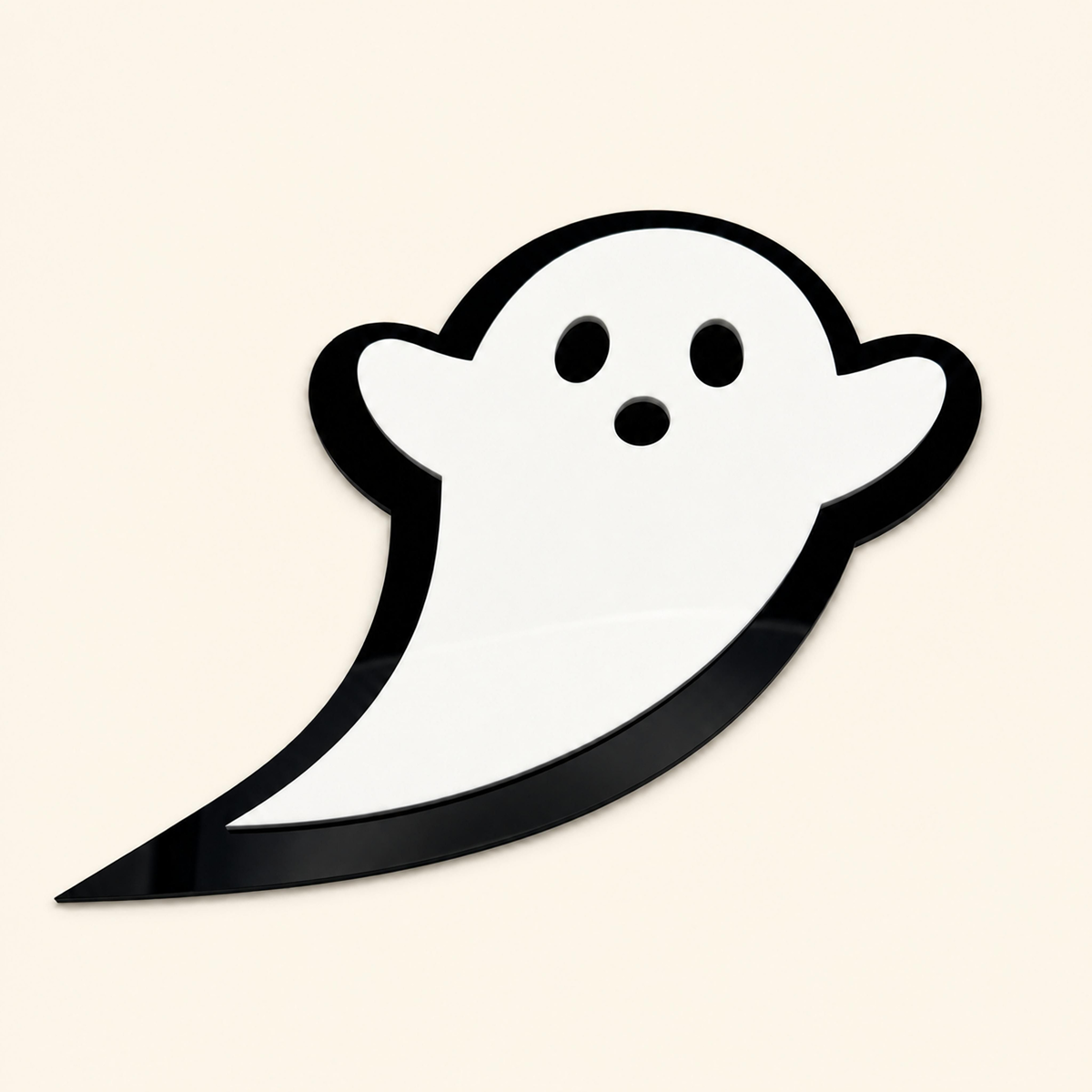 White ghost acrylic interchangeable with black outline for a welcome sign