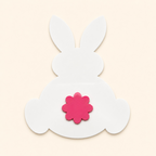White bunny acrylic interchangeable with a pink accent for a welcome sign