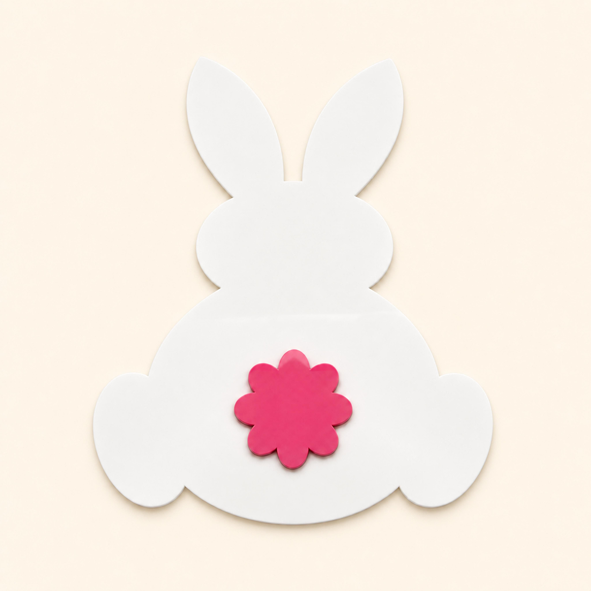 White bunny acrylic interchangeable with a pink accent for a welcome sign