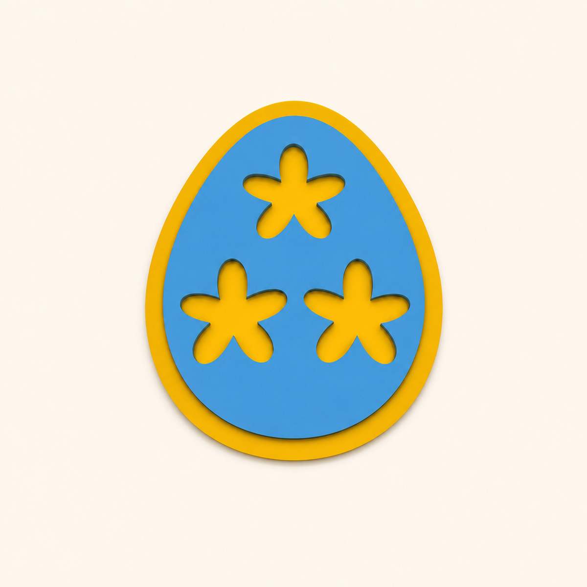 Blue Easter egg acrylic interchangeable with yellow flowers for a welcome sign