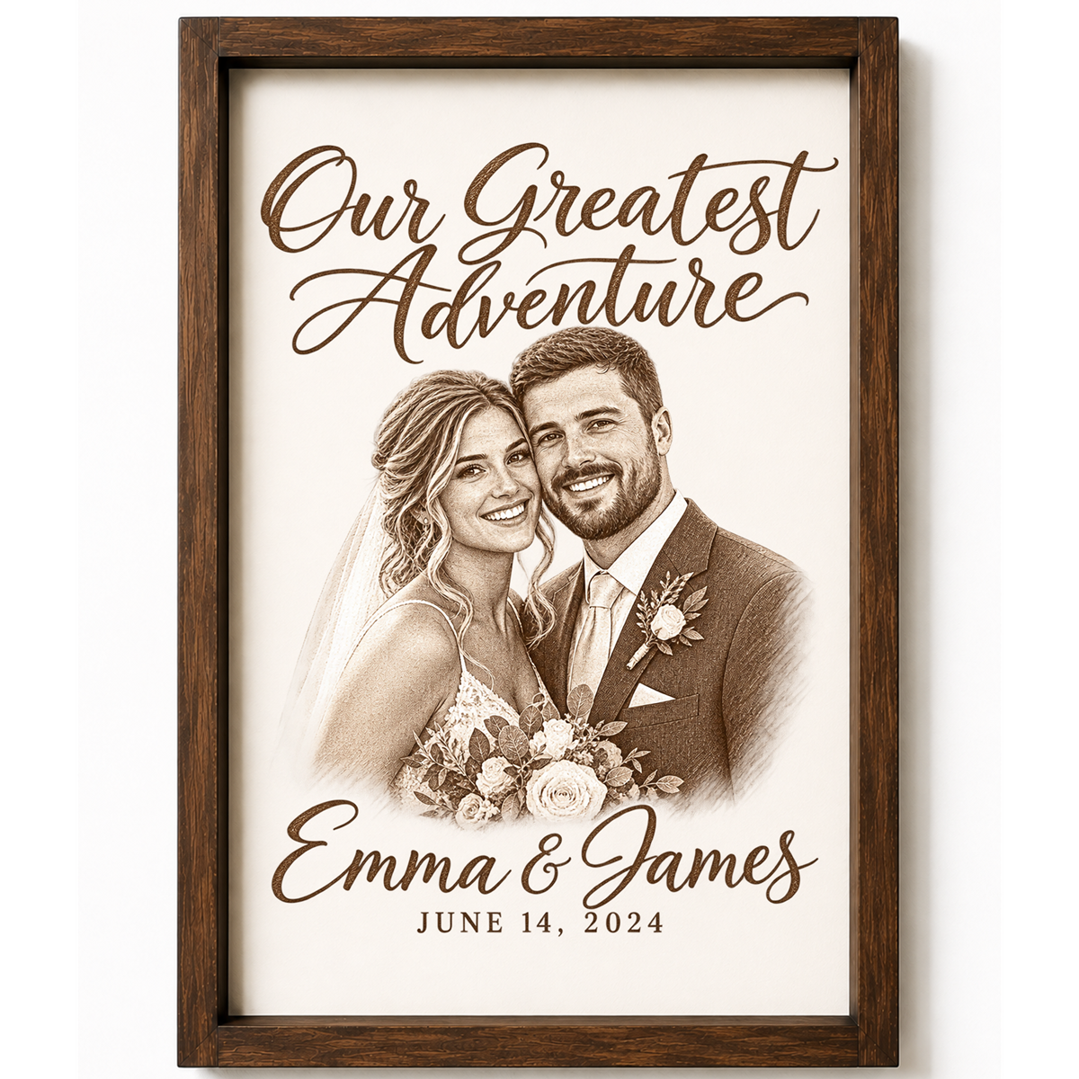 Personalized Wood Engraved Sign | Your Photo & Message