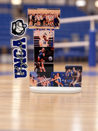 Blue L custom layered acrylic photo keepsake with personalized side panel
