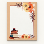 Books and Blooms decorative notepad design