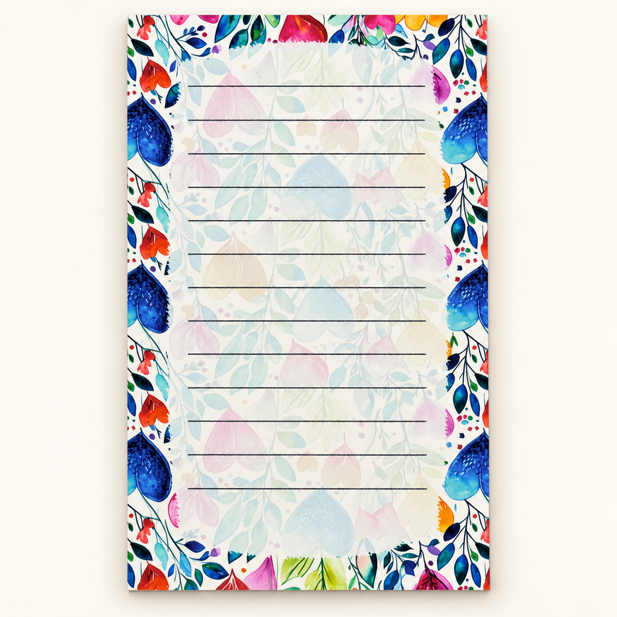 Watercolor Hearts decorative notepad design