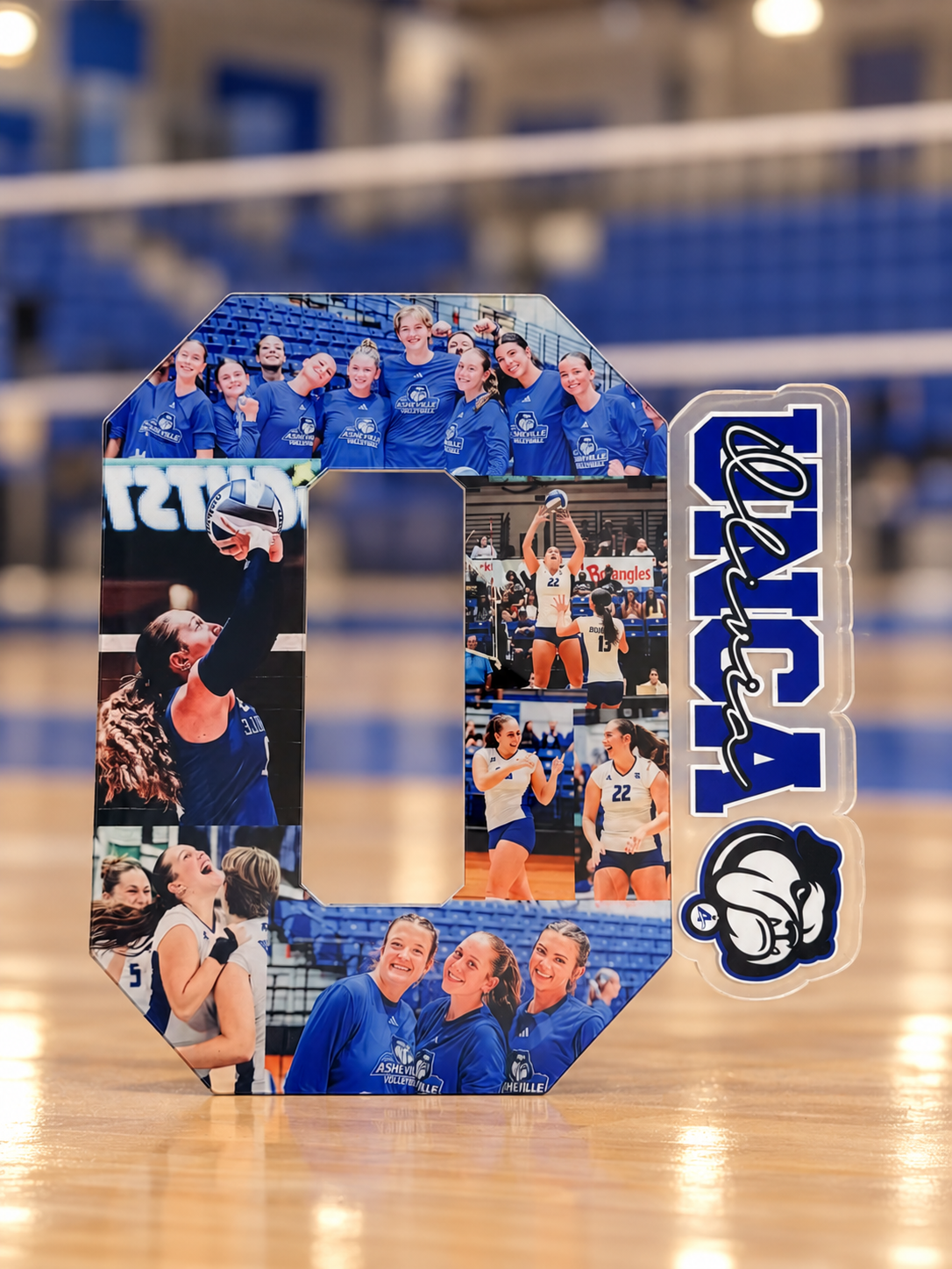 Blue O custom layered acrylic photo keepsake with personalized side panel